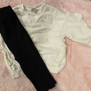 EUC matching set ruffle sweatshirt and pointe pants
